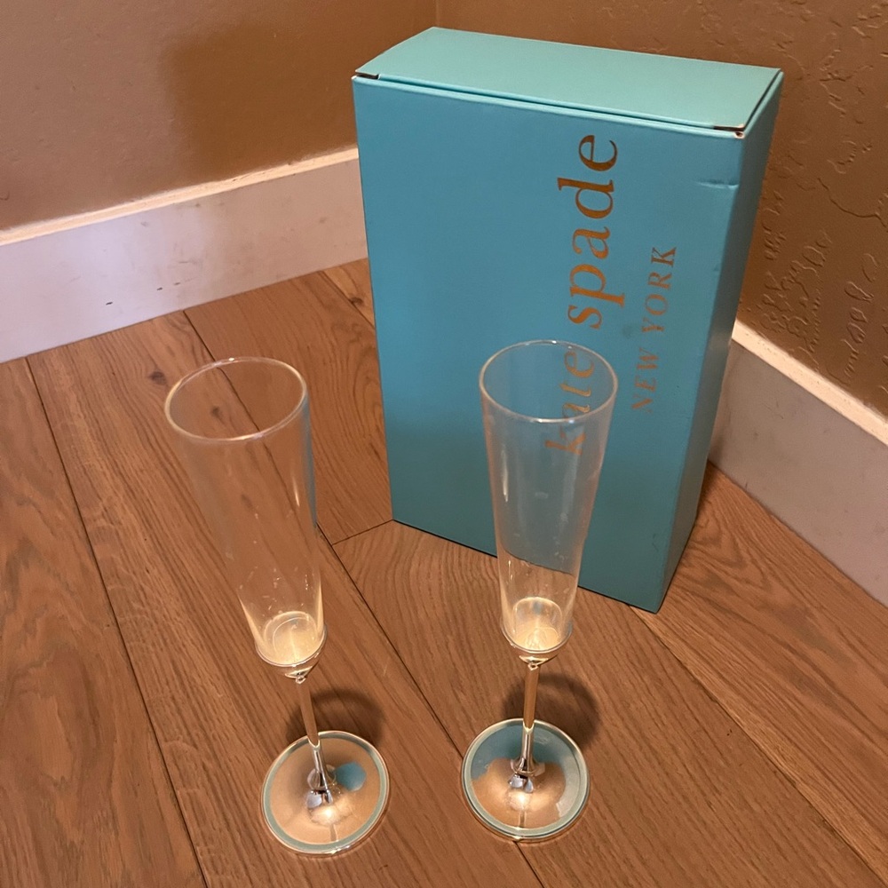 kate spade ♠️ Tiffany Blue  Champagne Flutes